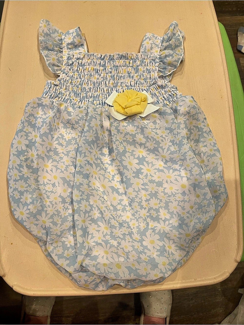 Baby Essentials Floral Baby Dress Blue & Yellow Size 18M Like New